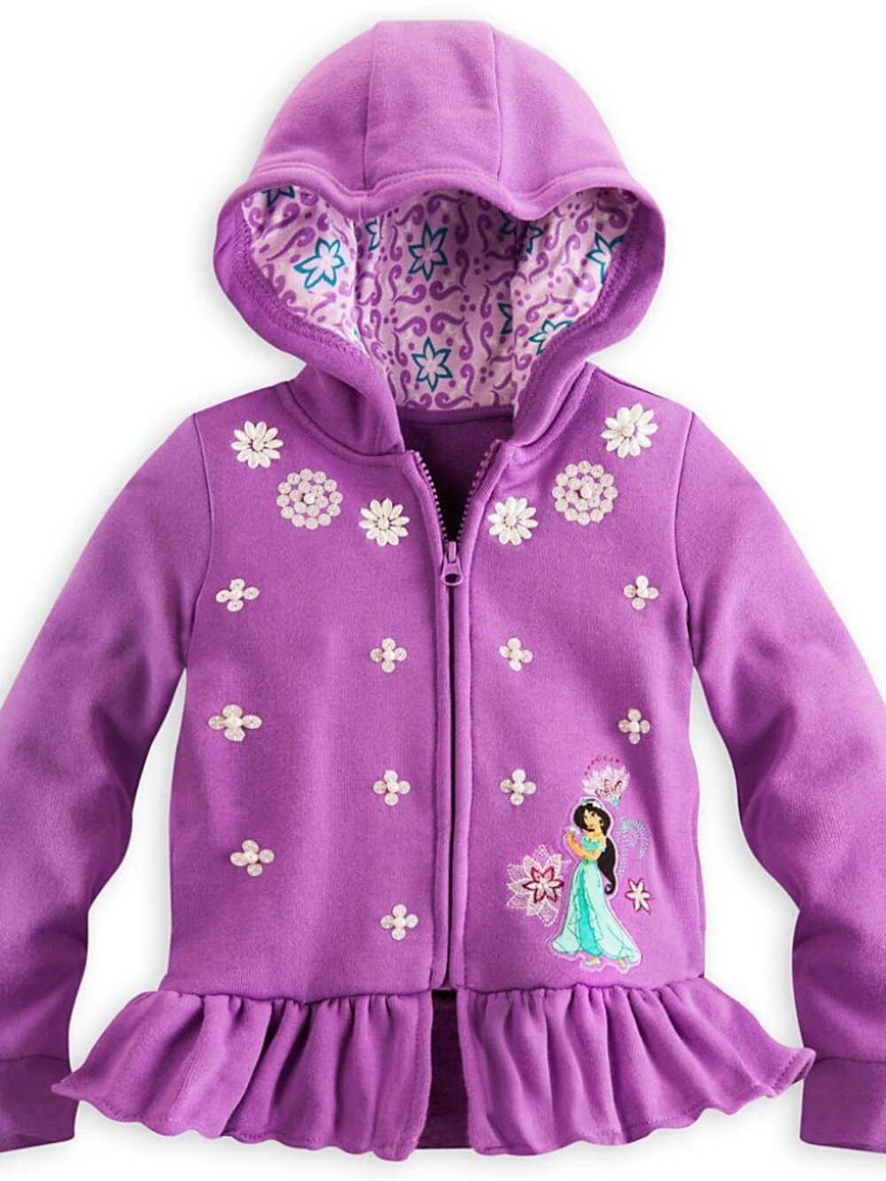 Disney Store Princess Jasmine Deluxe Zip Front Hoodie Sweat Shirt Jacket Zipper